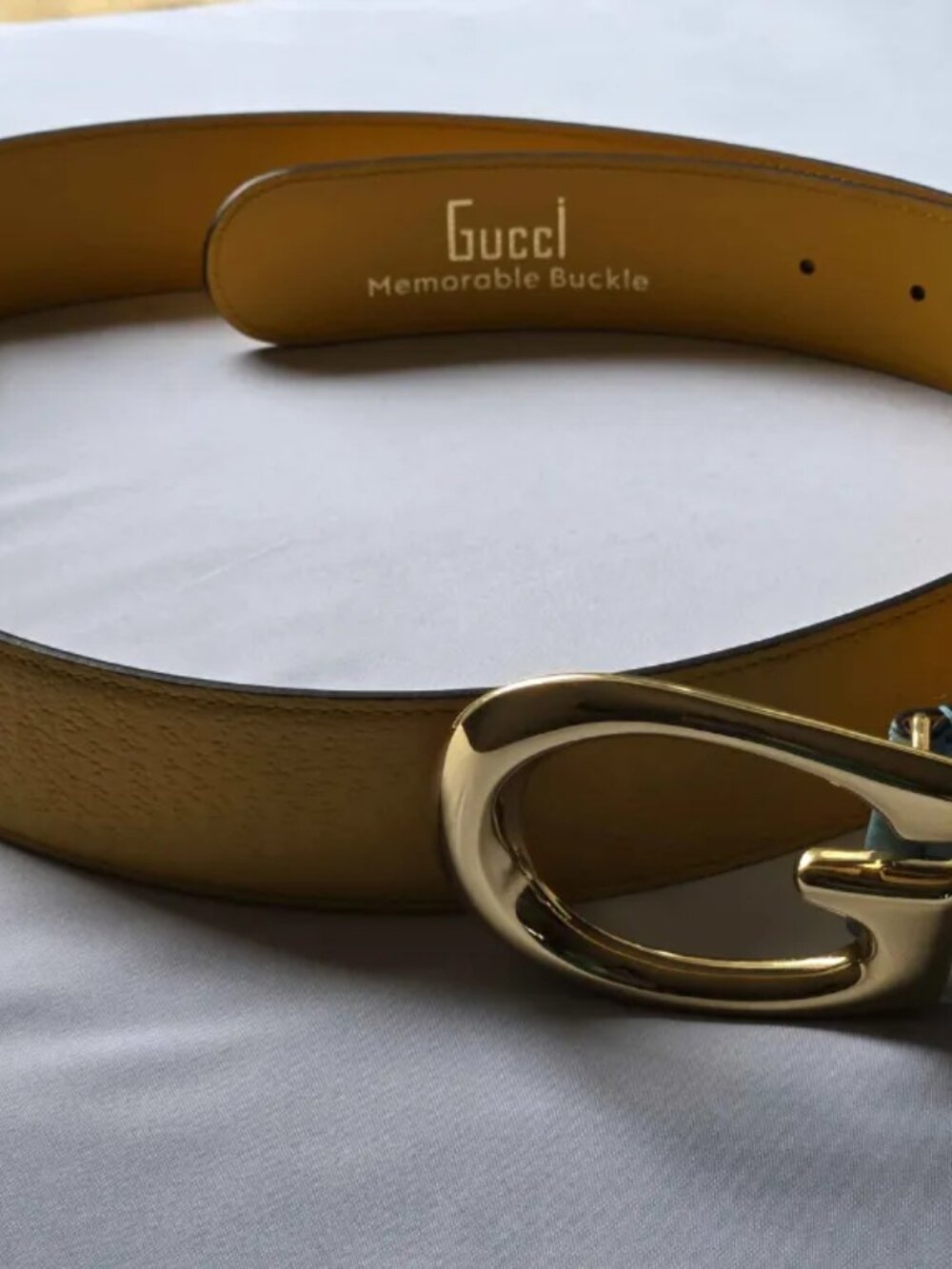 Gucci Reversible Memorable Buckle Belt Yellow Blue 105/42